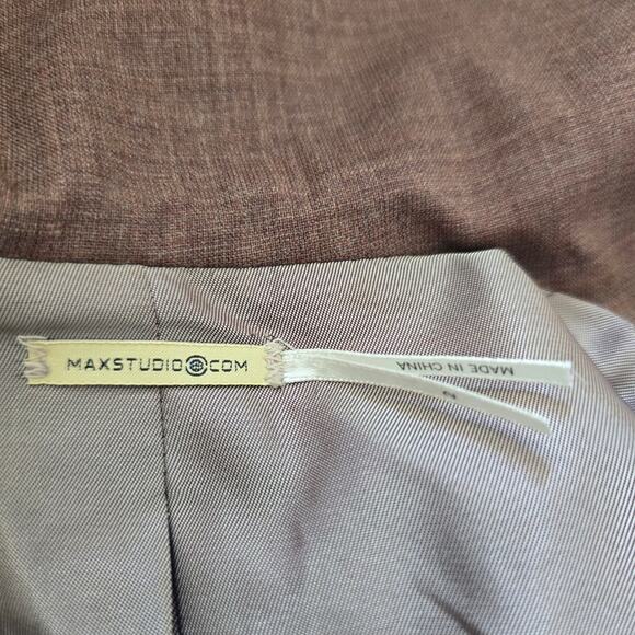 Max Studio Y2K Babydoll Long Blazer Jacket Brown Size M Velvet Trim Wool Retro - Picture 6 of 11